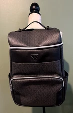 BABY LT GUESS DIAPER BAG BACKPACK LARGE 17 " TALL BLACK PVC LOGO TRAVEL TOTE