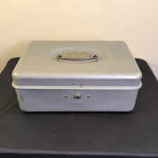 Union Steel Chest Corp Utilco Gray & Blue Steel Cash Box - No Key