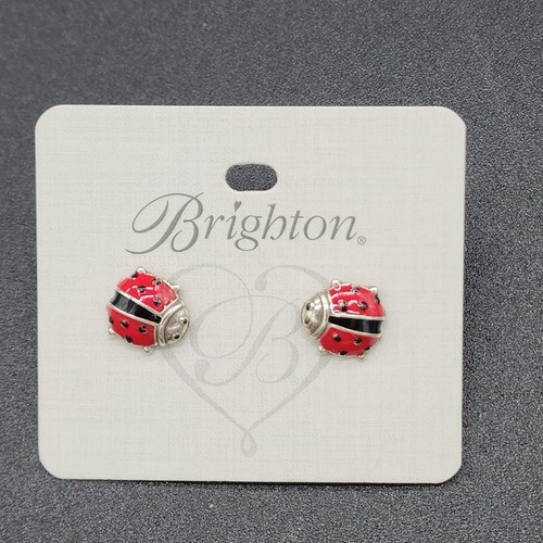 BRIGHTON Ladybug Mini Post Earrings Red/black Enamel NEW | eBay