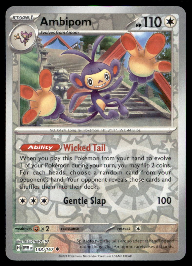 Pokemon Ambipom 138/167 twilight masquerade 3 Card Lot Reverse Holo