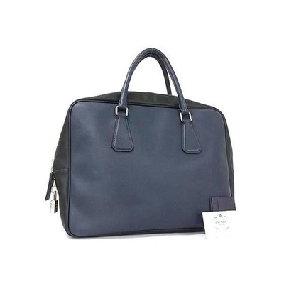 PRADA Triangle Logo Handtasche VS305M Navy Leder Unisex