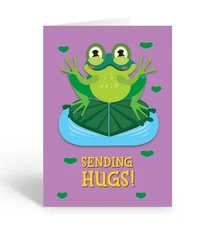 Kids Frog Encouraging Note Cards , 10 Cards w/Envelopes - Size 4.25" x 5.5"