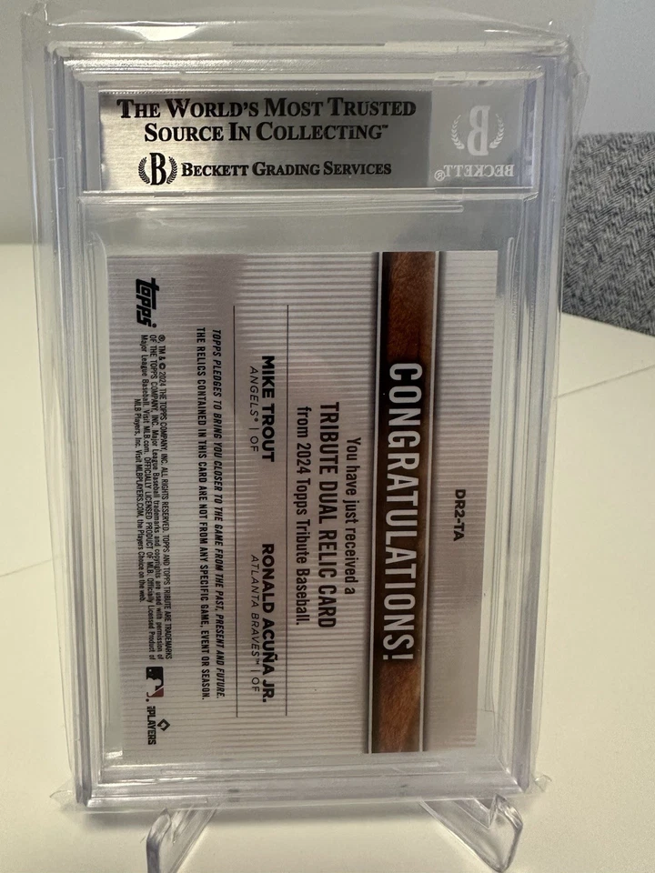 2024 Topps Tribute  Dual Relics Mike Trout Acuna Jr. #DR2-TA /199 BGS  9 Pop 1 - Image 2 of 2