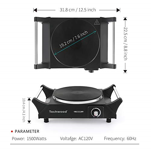 Techwood Hot Plate Portable Electric Stove 1500W Countertop Single Burner with & eBay