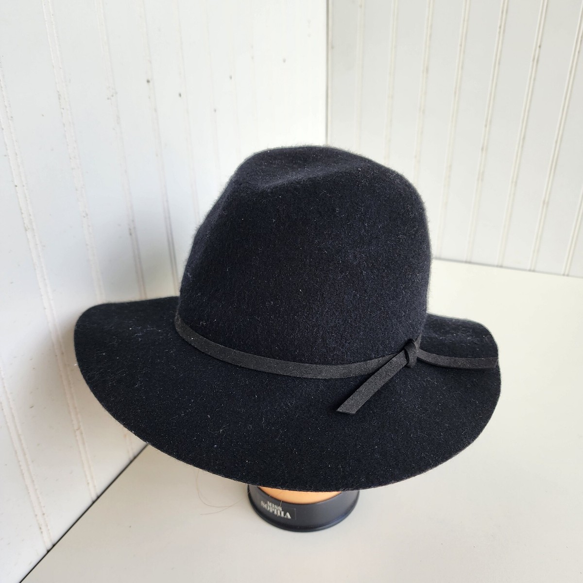 NWT House Of Harlow 1960 100% Black Wool Floppy Hat Womens 