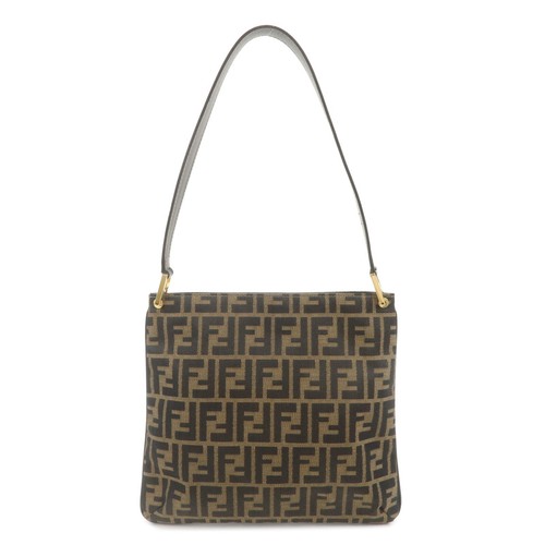 FENDI Zucca Shoulder Bag Brown Canvas Leather 83150820982 Auth Used