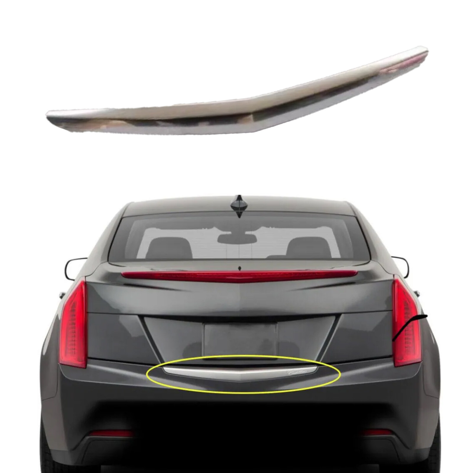 2013-2019 Cadillac ATS Chrome Rear Trunk Lid Tail Bumper Cover Replacement