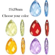 60 Big Acrylic Faceted Teardrop 27mm Focal Pendant Drops  Pick your Color 
