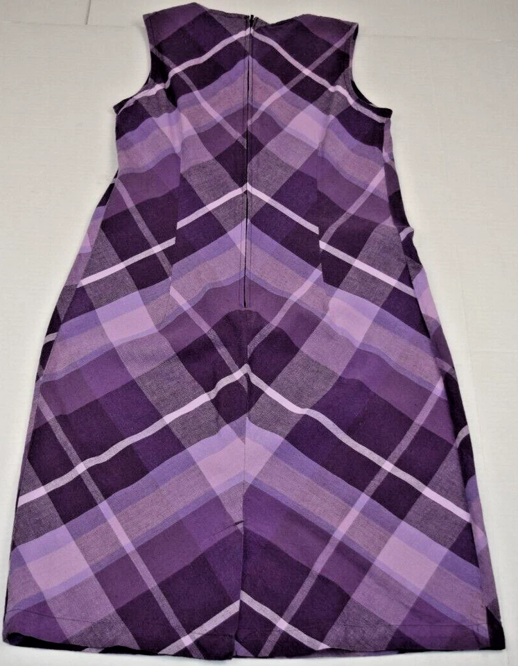 Vestido midi vintage Cherokee talla S/M años 90 violeta púrpura a cuadros algodón mezcla de lino Foto 4 de 4