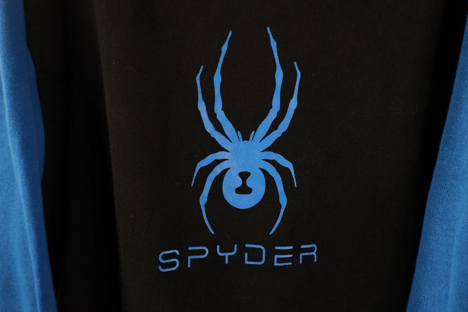 Vtg Spyder Mens XL Distressed Spell Out Big Logo Color Block Hoodie Sweatshirt - Image 4 of 4