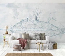 3D Line Geometry Elk Self-adhesive Removeable Wallpaper Wall Mural