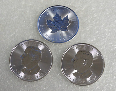 Lot of 3 Silver 2025 Canada 1 oz .9999 Silver Maple Leaf $5