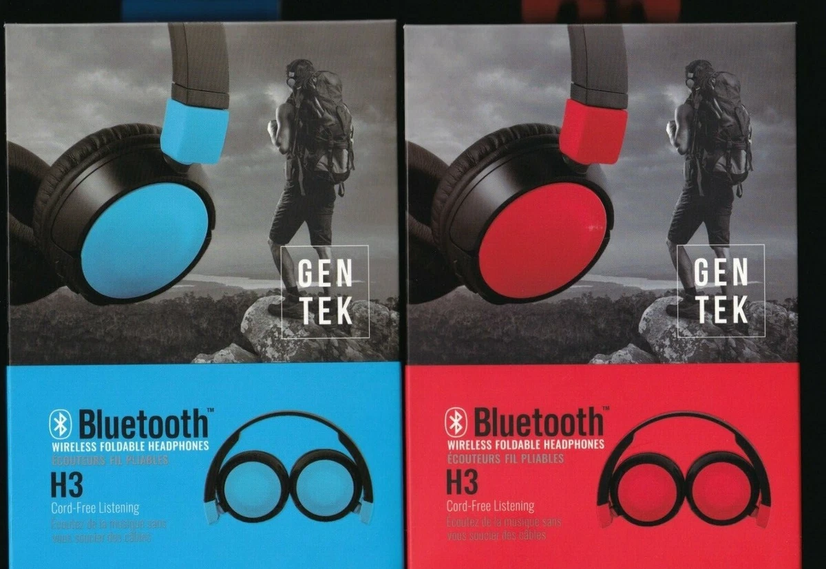 GEN TEK H3 Bluetooth Wireless Foldable Headphones Blue or Red