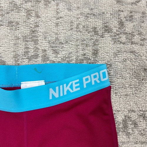 Nike Pro Shorts Dri Fit Girl's Pink Compression Training Gym Shorts Size XL - Picture 4 of 6