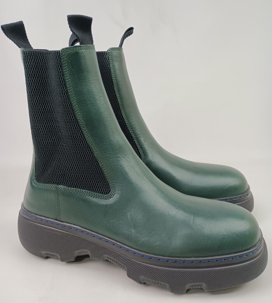 Burberry Green Creeper Leather Chelsea Boots Size 41