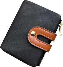 AOXONEL Women's Rfid Small Bifold Leather Wallet Ladies Mini Small, Black 