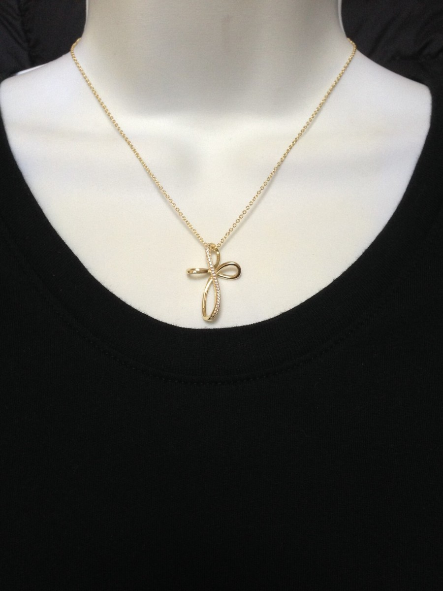 Cz Infinity Cross Pendant Necklace 925 Sterling Silver Womens 28mm