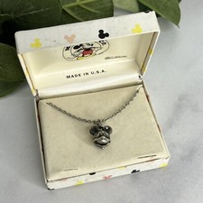 Vintage Disney Mickey & Co. Van Dell Pewter Mickey Mouse Pendant Necklace 18?