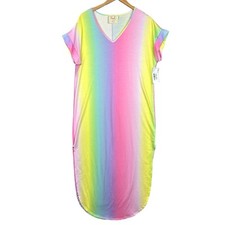 Nanamacs Rainbow Maxi Dress Small Fantastic NMW Lounge Caftan Boho Pastel Pride