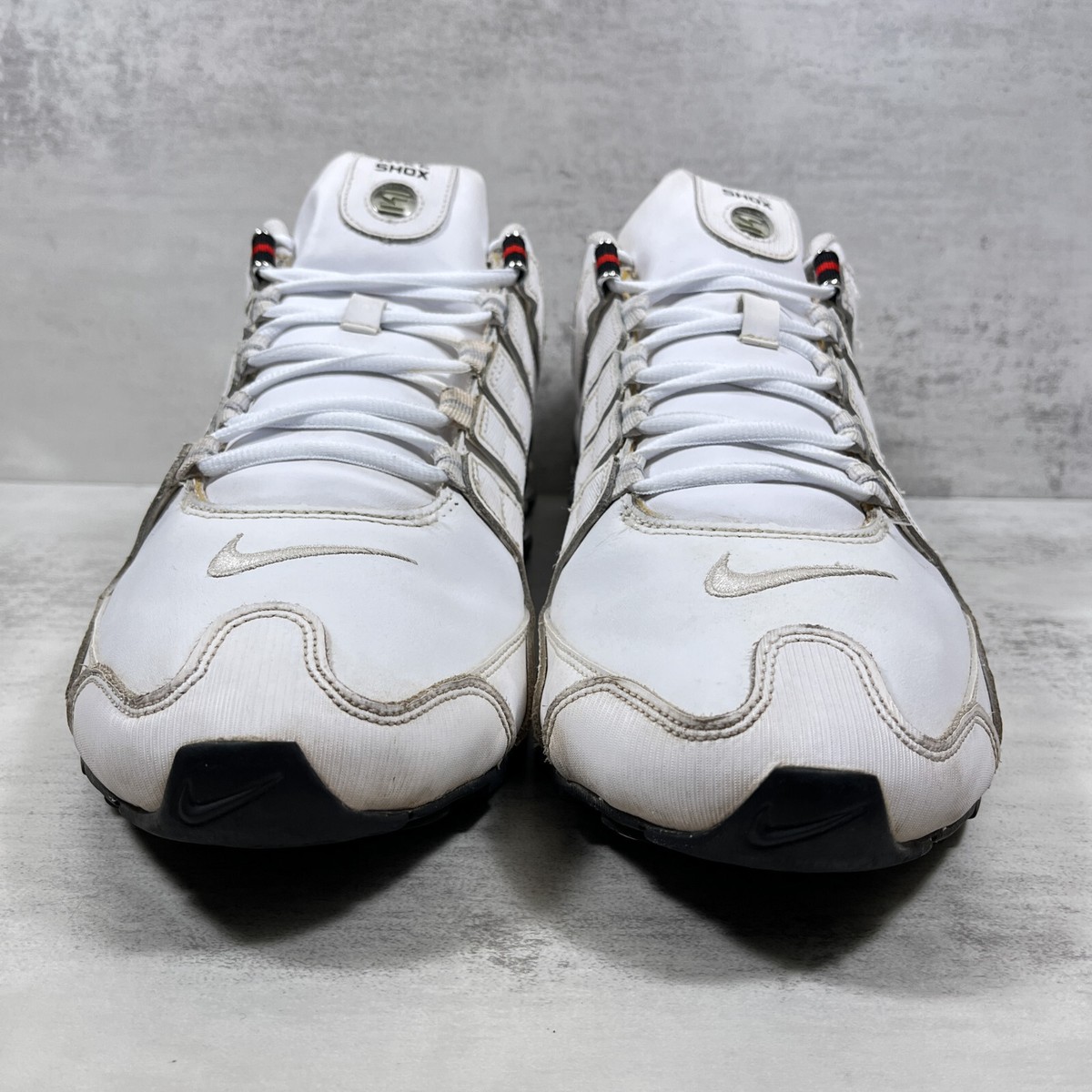 Nike Shox NZ EU Leather Sneakers - Men\'s Size 13 - White Nike Mens Shox NZ Shoes White/Metallic Silver-Sport Red  main image 3