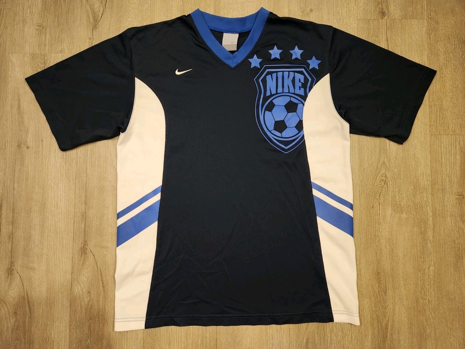 Vintage Nike Soccer Jersey Youth Size Medium Boys VTG Y2K Blue