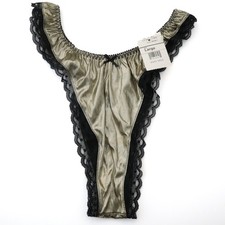 NEW Delicates VINTAGE 90s Liquid Satin Shiny Flutter Thong Panty LARGE
