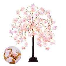 4FT Cherry Blossom Tree with 360 LED Fairy Lights Artificial Lighted Tree wit...