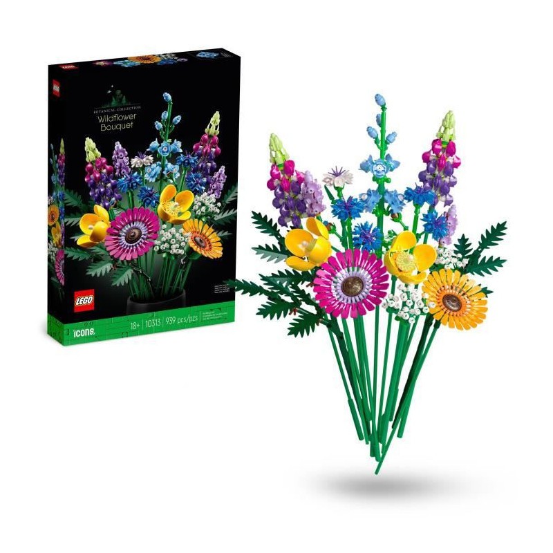 Bouquet de Fleurs Sauvages LEGO 10313 pour une décoration de salon bohème et colorée
