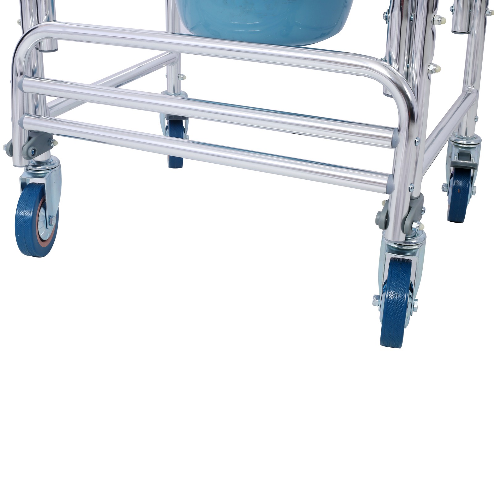 4in1 Bedside Commode Chair Transport Shower Toilet Rolling Wheelchair w/4 Caster