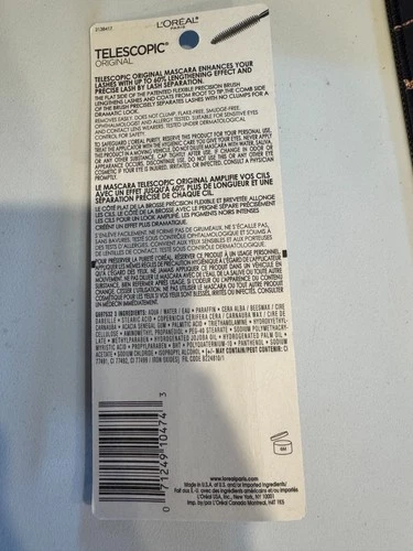 1 L'Oreal LOREAL Paris Telescopic Washable Mascara 0.27oz 910 Blackest Black NEW - Picture 2 of 2