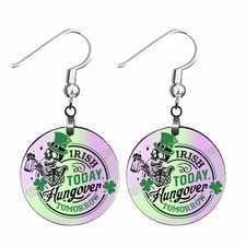 Irish Today Earrings Dangle Wood Handmade Humorous St Patrick's Day Jewelry Gift