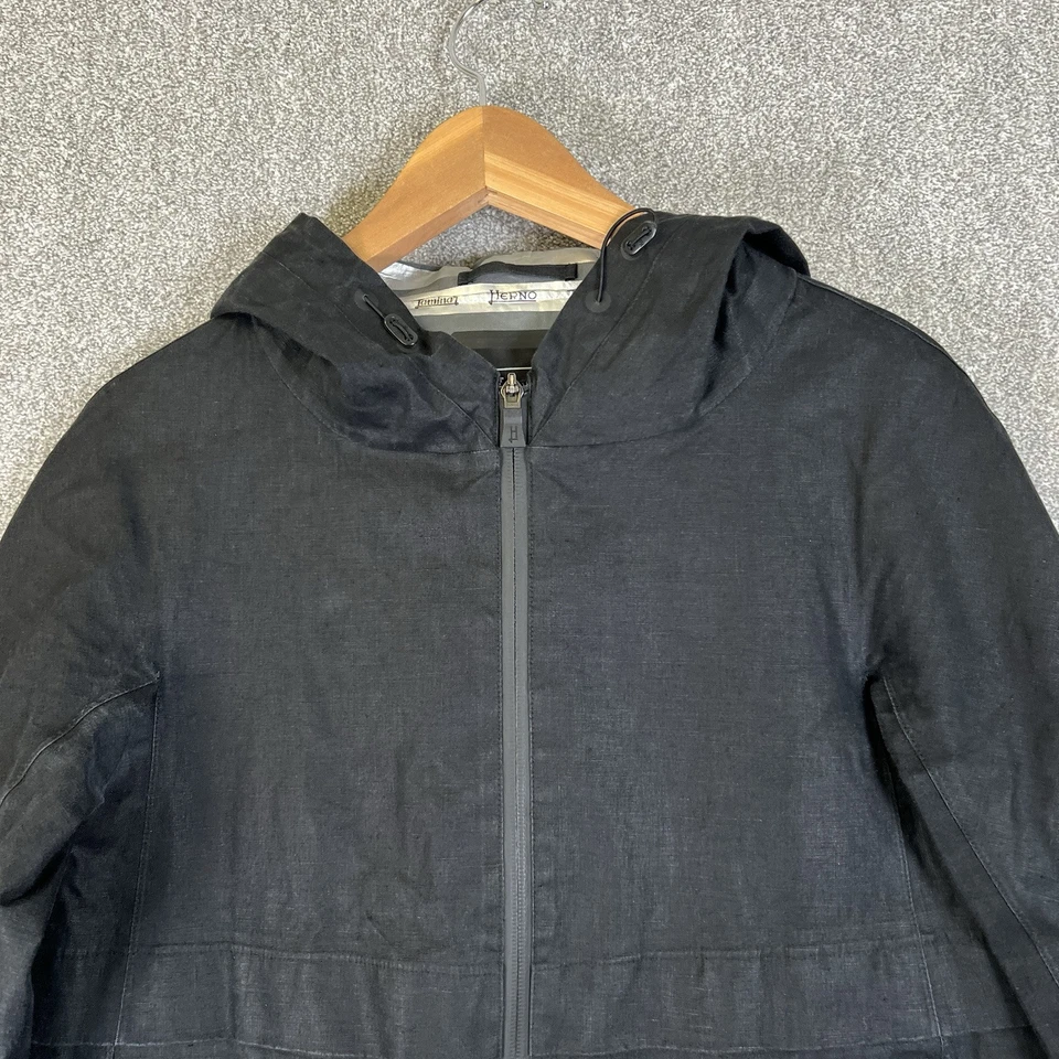 Herno Laminar Jacket Womens Size 40 UK 8 Black Linen Waterproof Windproof - Image 4 of 4