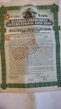Austrian Government International 7% Loan 100 £ Bond to Bearer 1930 unc +coupons
