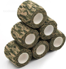 Camo Wrap Tape, 6 Roll Military Camouflage Stretch Form Large, Grass