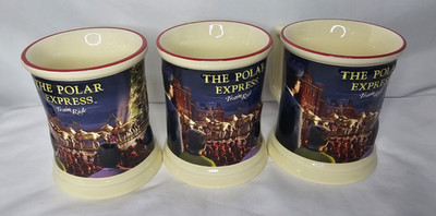 2025 The Polar Express Train Ride Ceramic Mug w/3D textured effect (3 Count) EUC