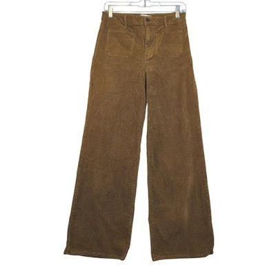 Pantalones Pana Pierna Ancha Marrón Marinero Frontal Talla Md Forever 21 Retro Boho 70 Hippie - Imagen 1 de 4