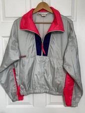 Vintage Retro Columbia Windbreaker Jacket Unisex M Silver Pink 80s 90s Y2K