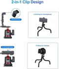 Camera Tripod, Mini Flexible Stand W Hidden Phone Holder W Cold Shoe Mount, 1...