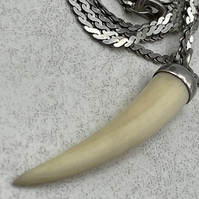 Vintage Kunsthorn des Lebens Anhänger und 925 Kette Halskette VIEL GLÜCK & SCHUTZ