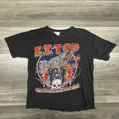 Vintage ZZ Top Shirt Mens Small Black World Wide Texas Tour Eagle Live Band Tee