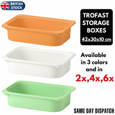 IKEA TROFAST Storage Box Bin Kids Toy Organiser White Green Orange 42x30x10cm