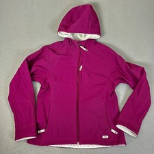 REI Girls L 14/16 Pink Hooded Softshell Jacket Fleece Lined Outdoor Coat