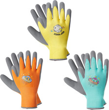 3 Pairs Kids Gardening Gloves for Age 3-5, Children Grippy Rubber Coated Garden