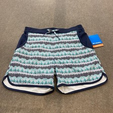 Columbia Sunny Shores Board Shorts Youth Large 14/16 Blue Chevron Swim Trunks