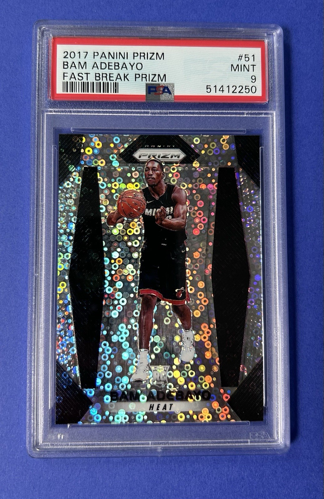 2017 Panini Prizm Bam Adebayo Fast Break Prizm Disco #51 PSA 9 MINT