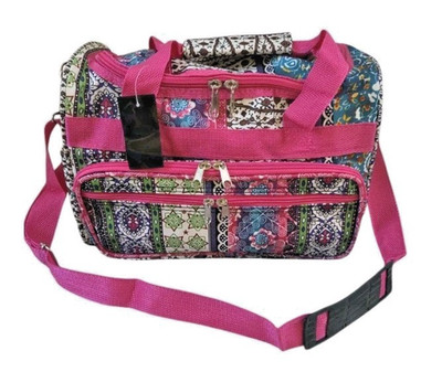 Fancy Carry On Bag Pink Multi Adjustable Strap & Multiple Pockets Weekender NWT 