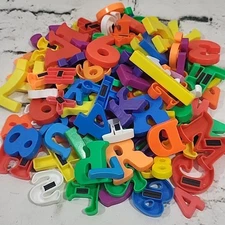 Vintage Alphabet Fridge Magnets Letters Numbers ABCs Colorful Large Lot Of 115