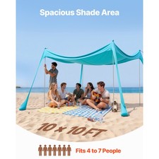 Uimoso Beach Tent Sun Shelter UPF50 10x10ft Easy Pop Up Beach Canopy Turquoise