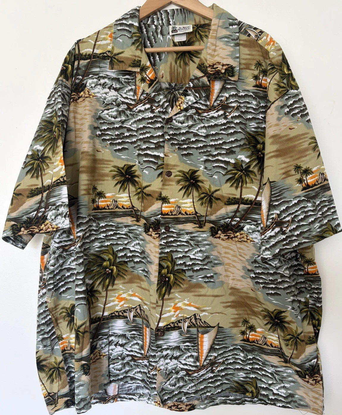 Vintage Aloha Republic Men's 3XL Hawaiian Shirt Island Scenes Made in Hawaii OG
