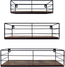 CRUGLA Floating Shelves Wall Mounted Set of 3, 3 Packs Shelves, Brown 